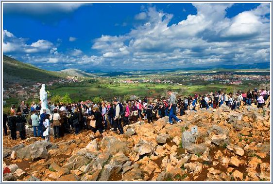 The top of Apparition Hill in Medjugorje where visionary Ivan Dragicevic has public apparitions during the Summer, and where Silvia Busi stood up  and walked on June 24th 2005