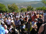 Pilgrims gathered under the Krizevac cross