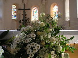 Flowers and Cross inside Siroki Brijeg Church