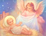Newborn Jesus and Angel